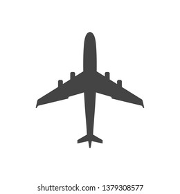 Airplane vector silhouette icon on a white background