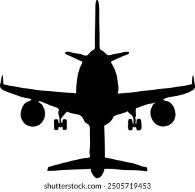 Silueta del Vector del avión, fondo blanco aislado