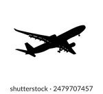 Airplane vector, silhouette of an airplane in the sky.