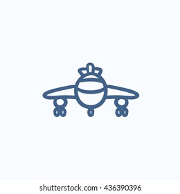 Icono de esbozo del vector del avión aislado en el fondo. Icono de avión dibujado a mano. Icono de esbozo de avión para infografía, sitio web o aplicación.