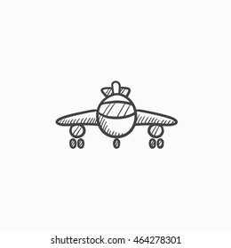 Airplane vector sketch icon isolated on background. Hand drawn Airplane icon. Airplane sketch icon for infographic, website or app.