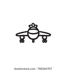 Airplane vector sketch icon isolated on background. Hand drawn Airplane icon. Airplane sketch icon for infographic, website or app.