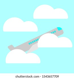 airplane vector sky clouds trip flat design