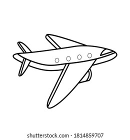 Airplane in a vector style on a white background. Abstract sketch. Line graphics. Sketch for a tattoo. Template for drawing or printing.