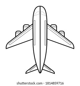 Airplane in a vector style on a white background. Realistic sketch. Line graphics. Sketch for a tattoo. Template for drawing or printing.