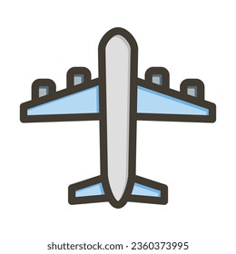 Airplane Vector Thick Line Filled Colors Icon For Personal And Commercial Use.
