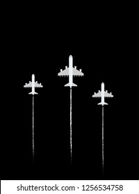 Airplane vectors illustrate design whith black background.