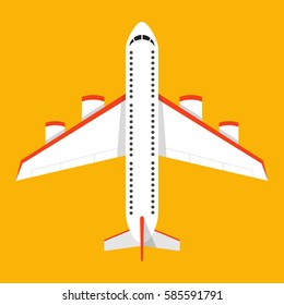 Airplane view from above isolated from the background. Flat vector illustration.