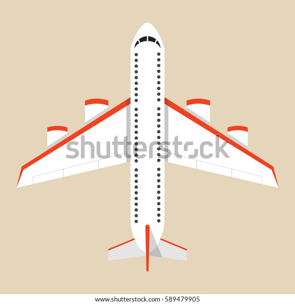 Airplane View Above Isolated Background Flat Stock Vector (Royalty Free ...