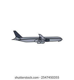 Airplane view from side vector design template, logotype element for template