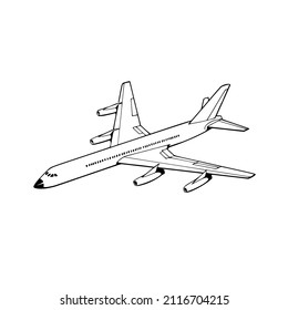 el avión quiere aterrizar. esbozo de ilustración de diseño gráfico de dibujo vectorial