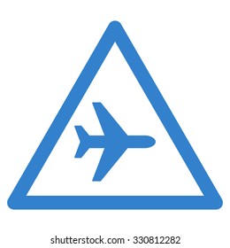Airplane Warning vector icon. Style is flat cobalt symbol, rounded angles, white background.