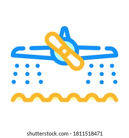 airplane watering field color icon vector. airplane watering field sign. isolated symbol illustration