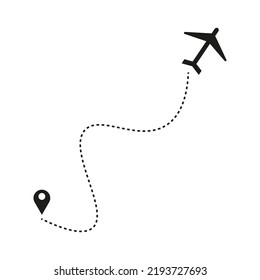 airplane way pin. Vector illustration. Airplane fly. Road trip. Vector illustration. stock image. 