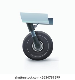 an airplane wheel side view on white