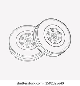 Airplane wheels icon line element. Vector illustration of airplane wheels icon line isolated on clean background for your web mobile app logo design.