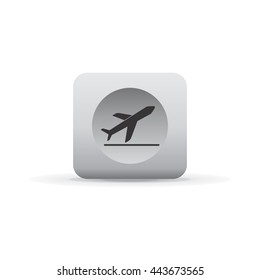 airplane white glossy theme button icon