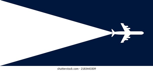 Airplane With A White Stripe On A Dark Blue Background. Air Travel Abstract Vector Background