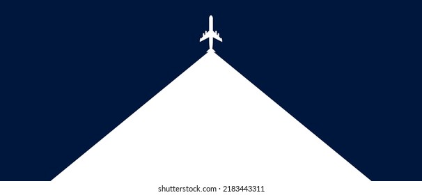 Airplane With A White Stripe On A Dark Blue Background. Air Travel Abstract Vector Background