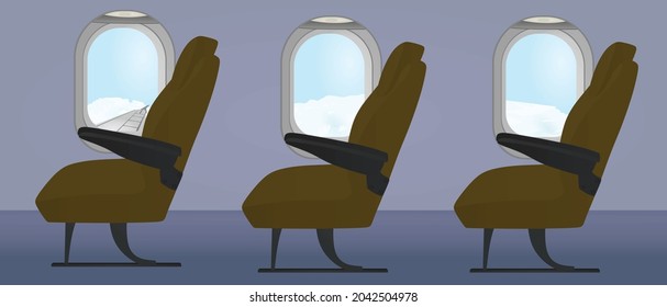 Airplane window and airseat. vector