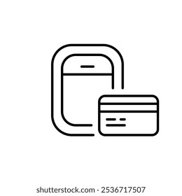 Airplane window and credit card. In-flight shopping, online tickets purchase. Pixel perfect, editable stroke icon