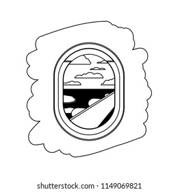 airplane window with exterior view