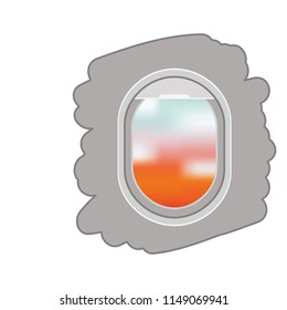 airplane window with exterior view