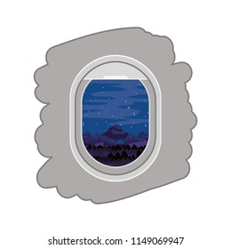 Airplane Window With Exterior View