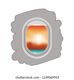 airplane window with exterior view