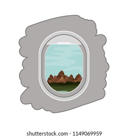 airplane window with exterior view