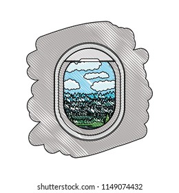 airplane window with exterior view