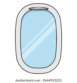 airplane window flight aircraft flat color vector illustration template design