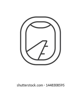 Airplane window, flight  line icon. 