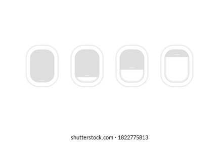 Airplane window icon set. Travel, tourism, journey. Plane. Vector on isolated white background. EPS 10