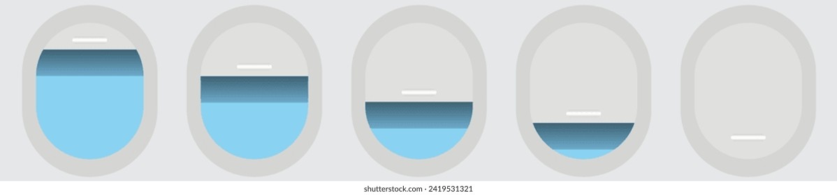 Airplane window Icon set vector