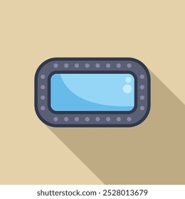 Flugzeugfenster mit langem Schatten, der leeren blauen Himmel zeigt, einfache Vektorgrafik