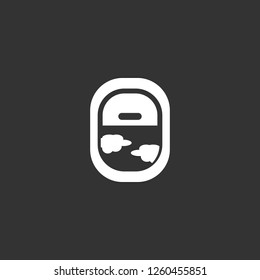 Airplane Window Open icon vector. Airplane Window Open sign on black background. Airplane Window Open icon for web and app