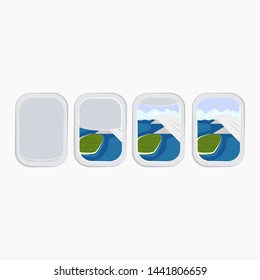 airplane window porthole stock Summer travels design banners. White window aircraft