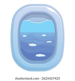 La ventana del avión muestra el océano y las nubes durante un vuelo