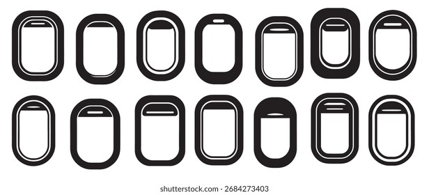 Ilustración vectorial de silueta de ventana de avión