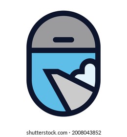 Airplane Window. Simple Vector Color Icon.