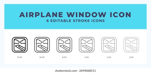 Airplane window vector icon for web and app. Editable stroke vector illustration