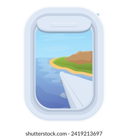 Airplane window view icon cartoon vector. Trip travel sky. Jet vacation