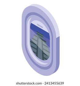 Airplane window view icon isometric vector. Fly design. View air inside