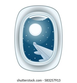Airplane window view vector illustration.