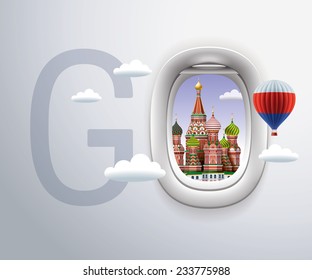 Airplane Window,Exclusive,Travel,Moscow,St. Basil's Cathedral, Russia