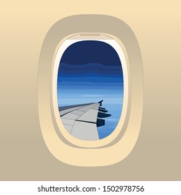 Airplane windows view from inside draw in vector