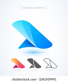 Airplane wing logo template. Material design, flat, line art style icons set