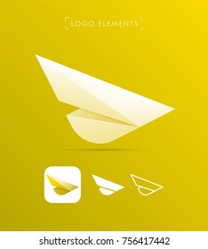 Airplane wing logo template. Vector abstract material design, flat, line-art style