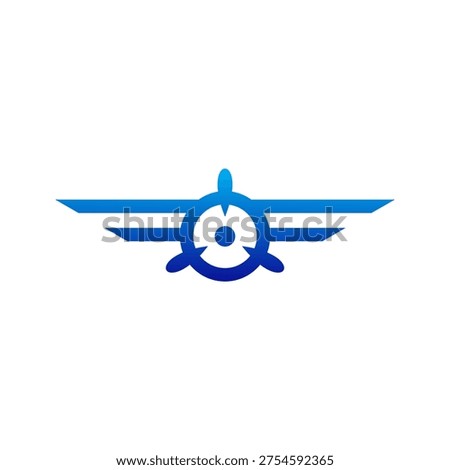 Airplane Wing Propeller Logo, emblem, wing element shape of a Jet airplane tail. transport, logistics symbol icon.